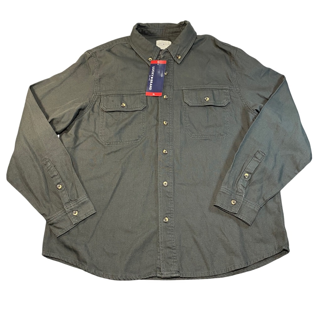 Lucky Brand Mens Raven Grey Button Down Utility Shirt XL 7MS3000 New With Tags